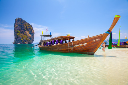 Poda island in Thailand the beautiful beach and clear waterのeditorial素材
