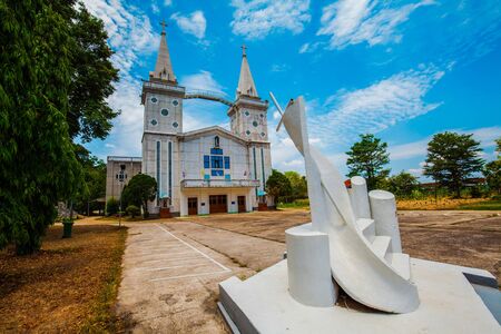 Christian church in the small town of Thailand.の写真素材