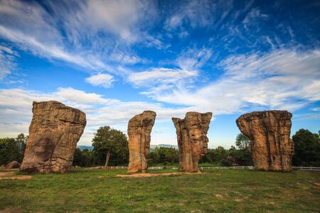 Big stone on the fieldの写真素材