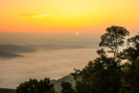Doy-sa-merh-dow, Landscape sea of mist in national park of Nan province  Thailand.の写真素材