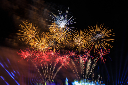Colourful fireworks in the night of celebration.の写真素材