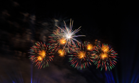 Colourful fireworks in the night of celebration.の写真素材