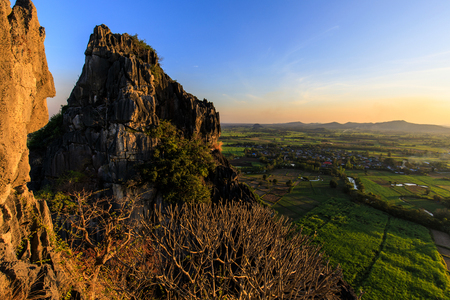 Beautiful sunset on the high mountain in countryside of Thailand.の写真素材