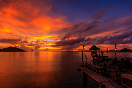 Colorful sunset on the sea in Koh  Mak island, Trat province, Thailand.の写真素材
