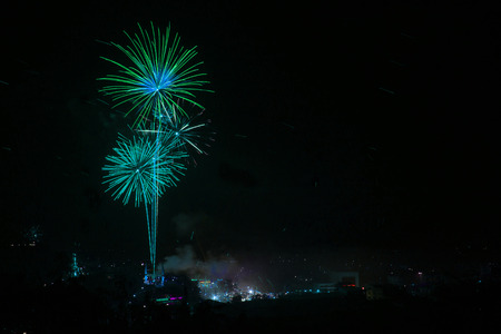 green fireworks at center point, Khao Kan park, Pak Chong, Thailandのeditorial素材