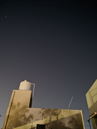 Night sky with stars in the city of Davangere, India
