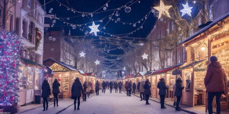 Christmas market in the old town of Gdansk, Poland.の素材