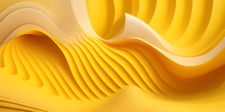 3d render of abstract background with wavy lines in yellow colorsの素材
