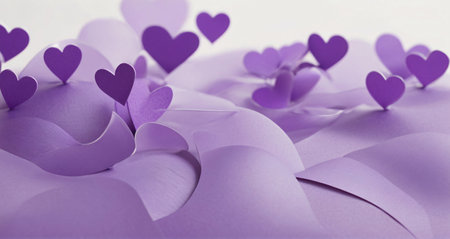 Purple paper hearts on a white background. Valentine's Day.の素材