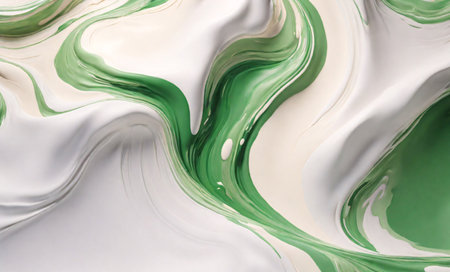 3D illustration of abstract background with green and white marble pattern.の素材