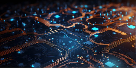 Circuit board background. 3d rendering, 3d illustration.の素材