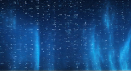 Blue matrix digital background. Big data concept. 3D Renderingの素材