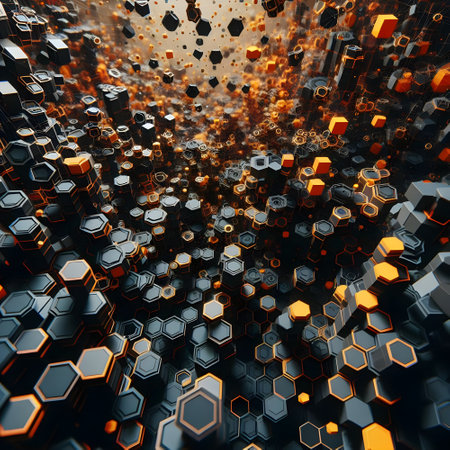 3d rendering of abstract geometric composition,digital fractal on white background.の素材