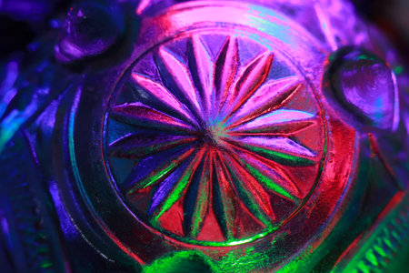 Closeup of a colorful glass ornament. Abstract background for design.の写真素材