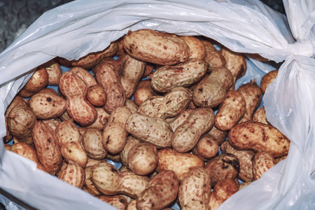Peanuts in a plastic bag. Peanuts in a plastic bag.