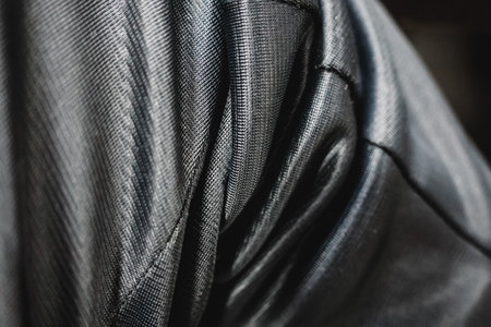 Close-up of black fabric texture. Abstract background and texture for design.の写真素材