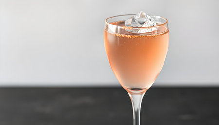 Cocktail in a glass with ice on a black table.の素材