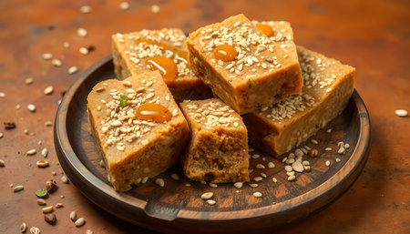 Traditional turkish dessert baklava with cashew, walnuts. Homemade baklava with nuts and honey.の素材