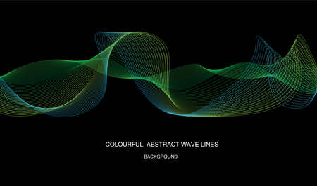 Abstract Green Wave lines on black background.のイラスト素材