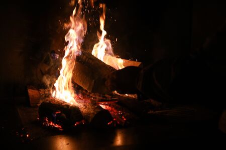 Fire Burning in Fireplace