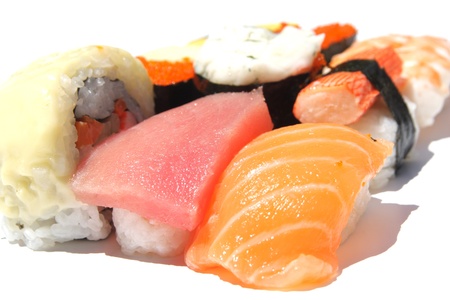 Tredtional Japanese Sushi isolated on white background の写真素材