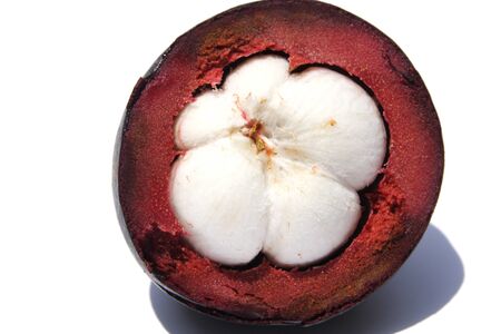 Mangosteen Thai fruit isolated on white backgroundの写真素材