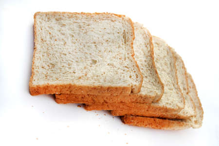 Whole wheat bread on white background