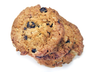 Raisin cookie isolated on white backgroundの写真素材