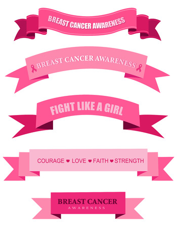 Breast cancer awareness web banners with supportive words and phrases isolated on white backgroundのイラスト素材