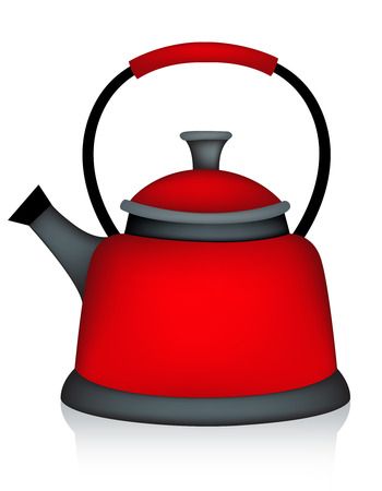 Illustration of a colorful metal kettle isolated on white backgroundのイラスト素材