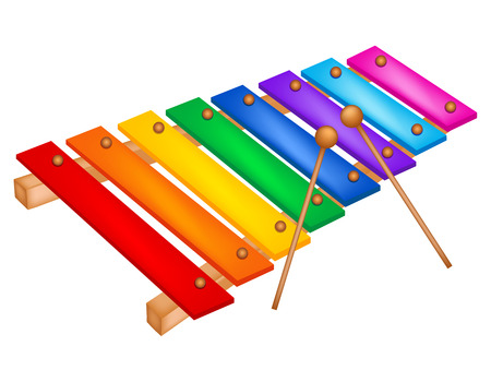 Illustration of a colorful xylophone isolated on white backgroundのイラスト素材