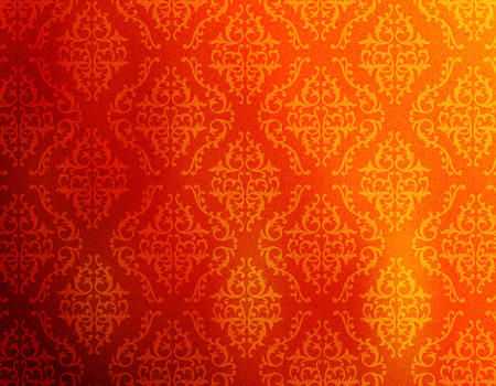 Red and orange abstract damask pattern background / decorative wallpaperのイラスト素材