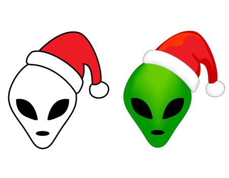 Alien face illustration wearing santa hat specially for christmas  x mas seasonのイラスト素材