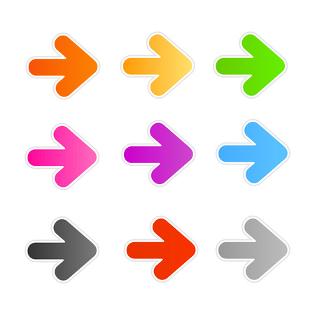 Collection of colorful arrowhead stickers / buttons isolated on whiteのイラスト素材