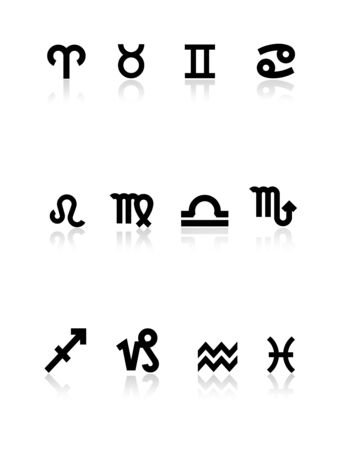 Twelve zodiac signs illustration / icons isolated on white backgroundのイラスト素材
