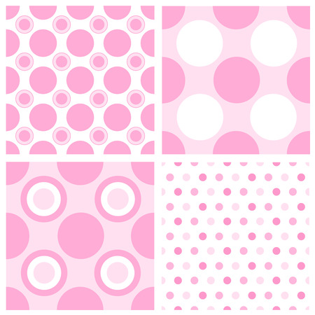 Baby girl polka dot seamless patterns collection specially for baby arrival invitation and baby announcement cards.のイラスト素材