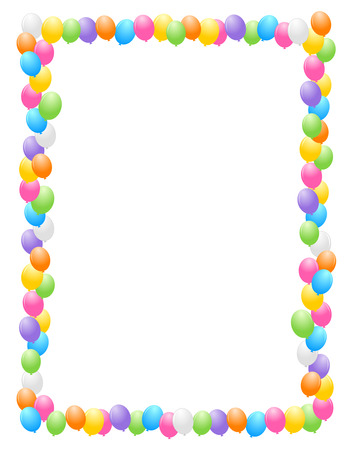 Colorful balloons border / frame illustration for birthday cards and party backgroundsのイラスト素材