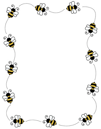 Bee border / frame on white background with empty spaceのイラスト素材