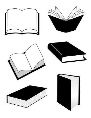 Collection of books silhouette isolated on white backgroundのイラスト素材