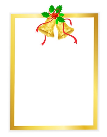 Golden frame with elegant decorative Christmas bellsのイラスト素材
