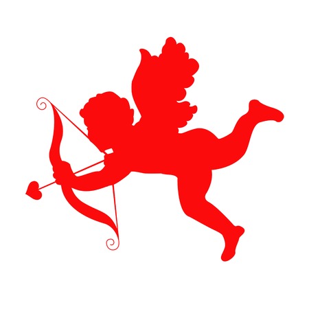 Cupid with bow and arrow isolated on white backgroundのイラスト素材