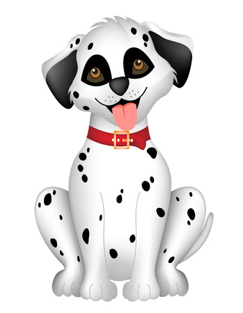 cute and adorable dalmatian dog sitting on floor clipart isolated on white backgroundのイラスト素材