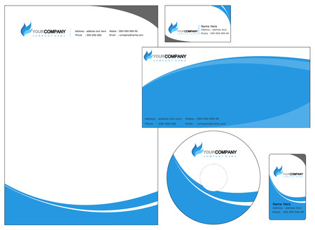 Set of corporate identity items, easy to customize letterhead envelope CD, DVD cover and business cardsのイラスト素材