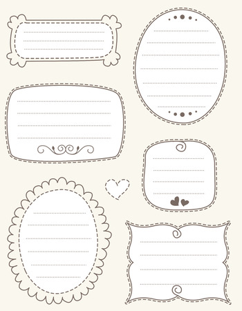 Collection of nice doodle frames on light brown background. specially for scrap bookingのイラスト素材