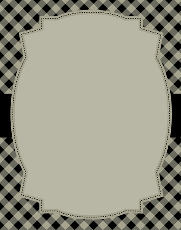 Black gingham / squares background with frame. & ribbon specially occasion greeting cards & invitationsのイラスト素材