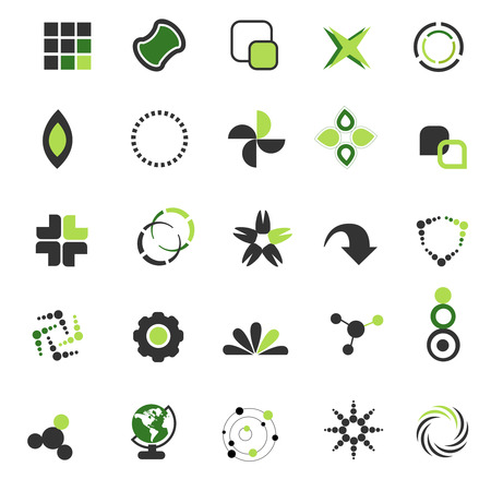 Simple two color shapes collection isolated on white background. can be use as company logosのイラスト素材