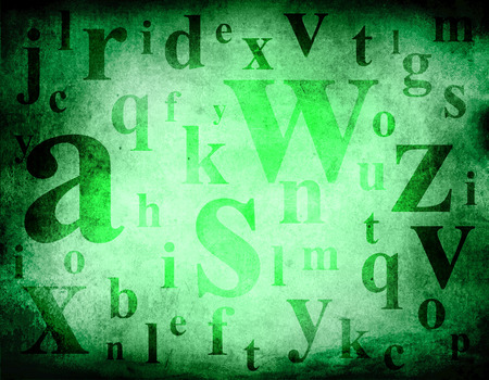 Random english alphabet letters mix on brown dark grunge background illustration.の写真素材