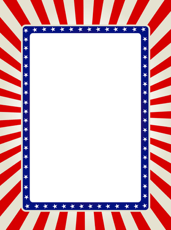 Blue and red patriotic stars and stripes page border / frame design collectionのイラスト素材