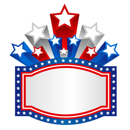 Three Dimensional USA Star and stripes patriotic design with frame illustrationのイラスト素材