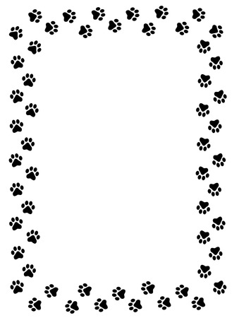 Dog paw prints border on white backgroundのイラスト素材
